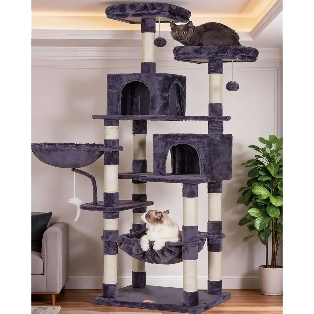 

Кошачья лежанка Heybly, 70 дюймов в высоту, с игрушкой, для больших кошек, домик-лежанка с мягкой плюшевой подушкой, уютная мебель для кошек