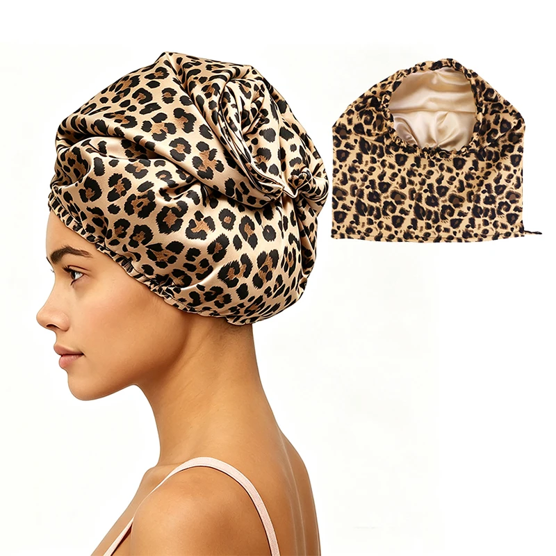 Print Waterproof Shower Cap Big Bucket Hat For Various Hair Reusable Shower Women Ladies Spa Salon Caps