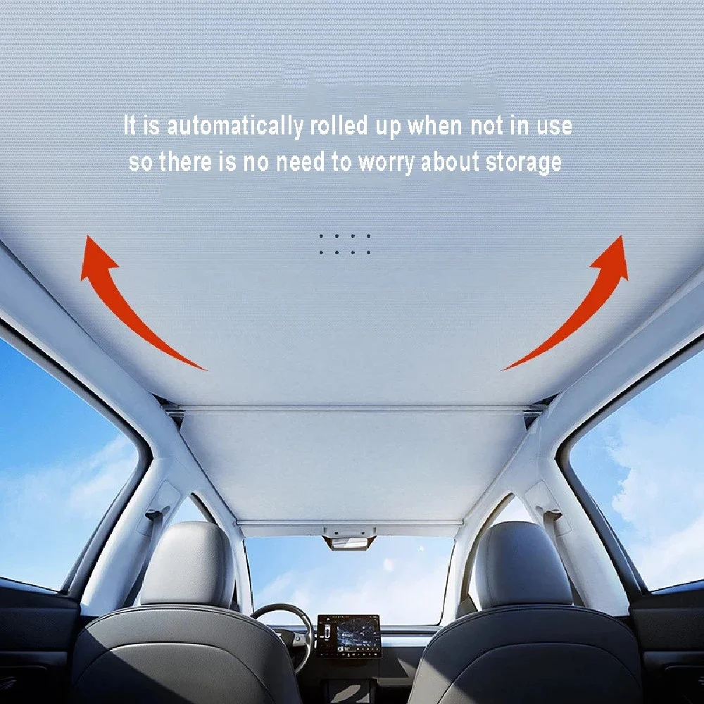 

For Tesla Model 3 Model Y 2017 - 2022 Retractable Sunshade Sunroof Sunshade Curtain Retractable Roof Window Insulation UV Rays