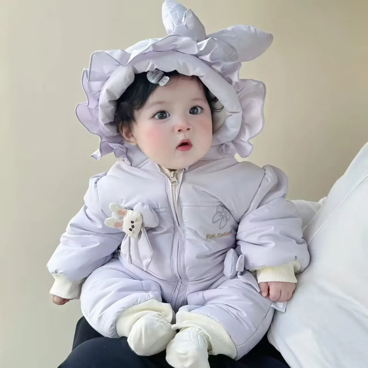 

Infants and Young Children 2025 Winter Onesies Cotton Clothes Romper Thickened with Cotton Go Out and Hug Clothes