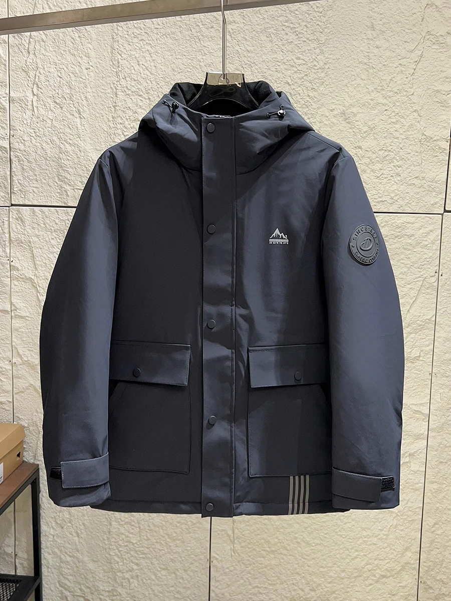 

Men's Outdoor Windproof Waterproof Thickened Duck down Jacket Hooded 90% down Filling Autumn Winter Warm Coat Polyester Fiber