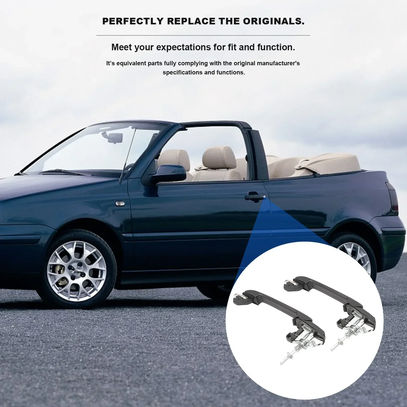 مجموعتان من مقبض الباب الجانبي الأيسر والأيمن مع أسطوانة قفل ومفاتيح لنظام قفل الجولف 3 كابريو 1H0898081 #3