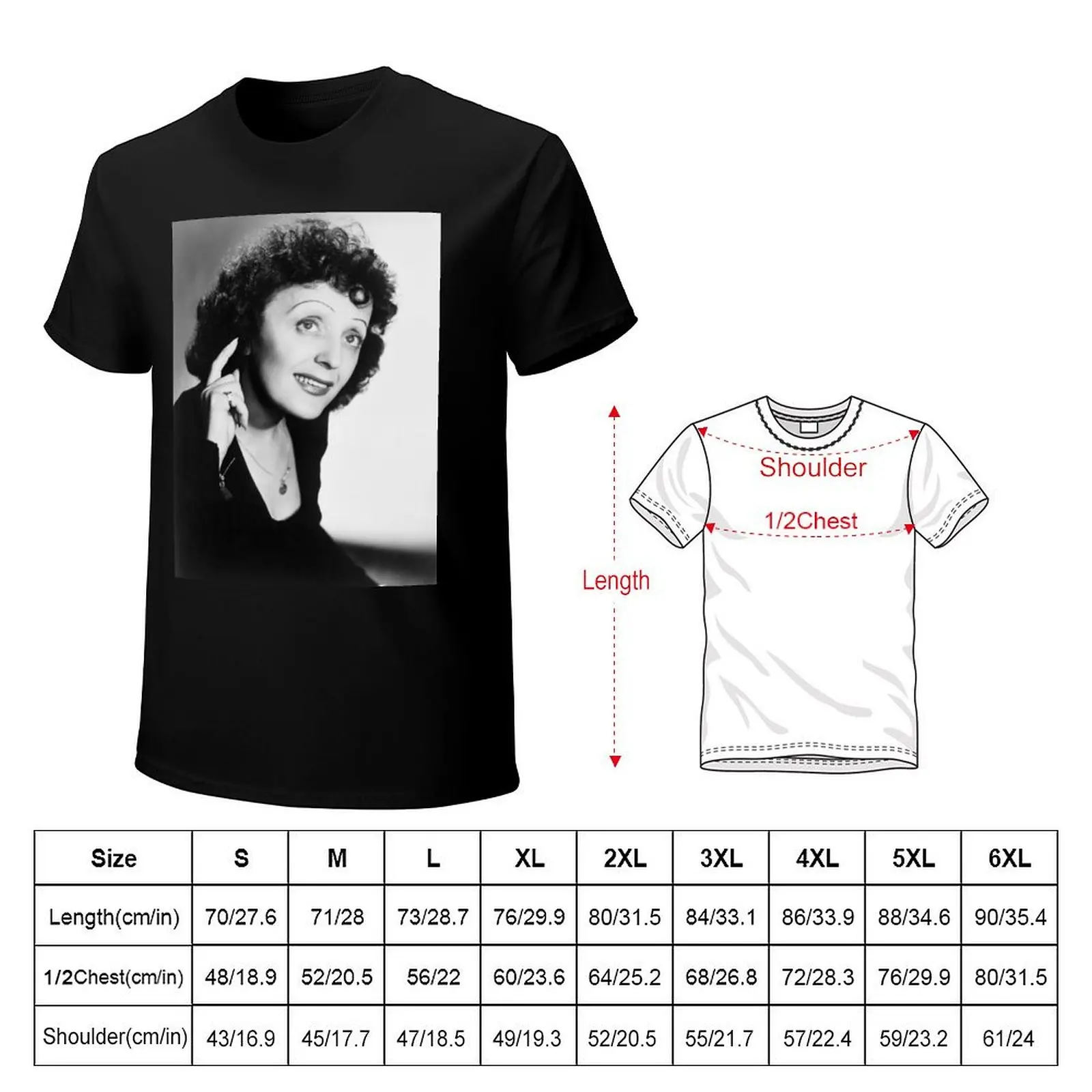 Edith Piaf T-Shirt Summer Print Short Sleeve Tee