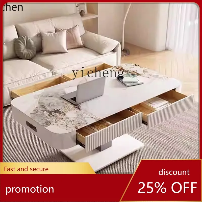 HXL lifting mobile electric heater rock slab coffee table dining table telescopic dual-purpose small apartment living room