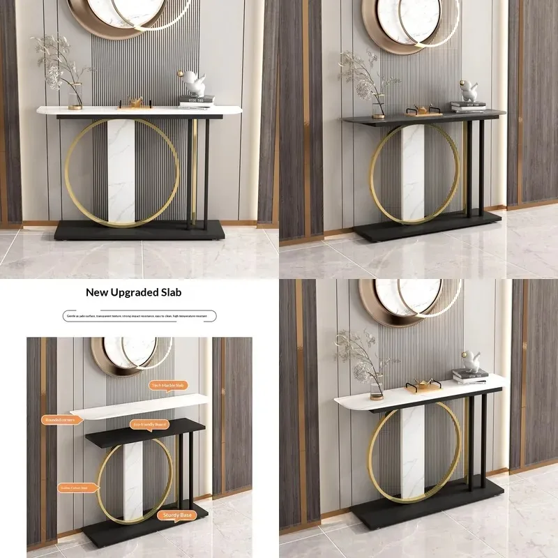 Light Luxury Italian Style Entrance Table Simple Long Rock Slab Ultra Narrow Household Console Table Economical Entryway