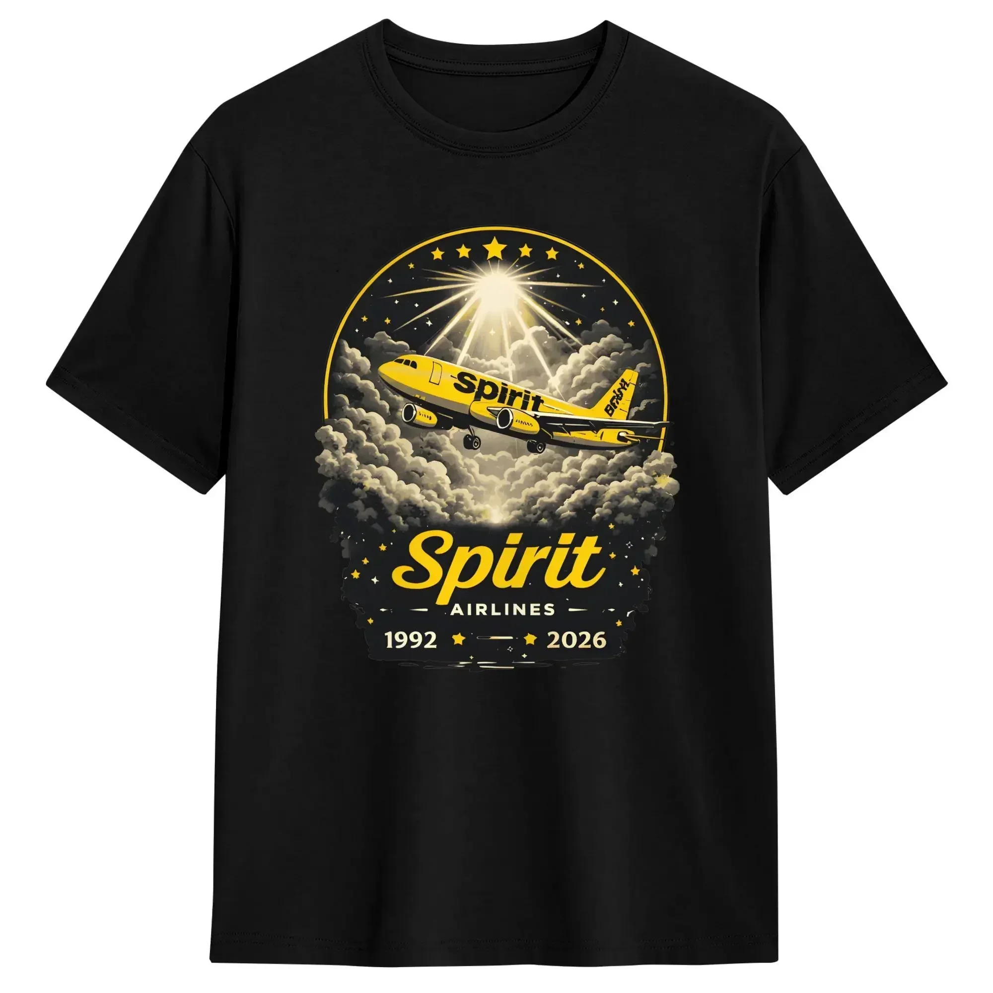 Men T-Shirt Forever Spirit Airlines 1983 to 2026 Funny Pure Cotton Tee Shirt Short Sleeve  T Shirt Crew Neck Tops Gift Idea