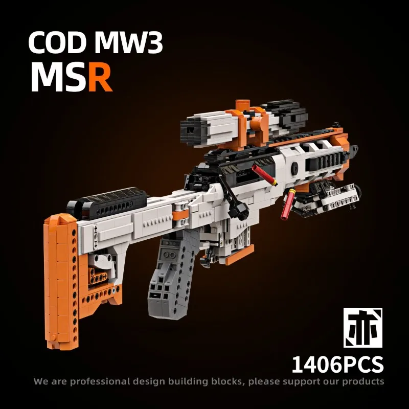 1406PCS Technical MSR Sniper Rifle Building Blocks MOC Projectile Shells Gun Model Assemble Bricks Shooting Toy Gift For Adult
