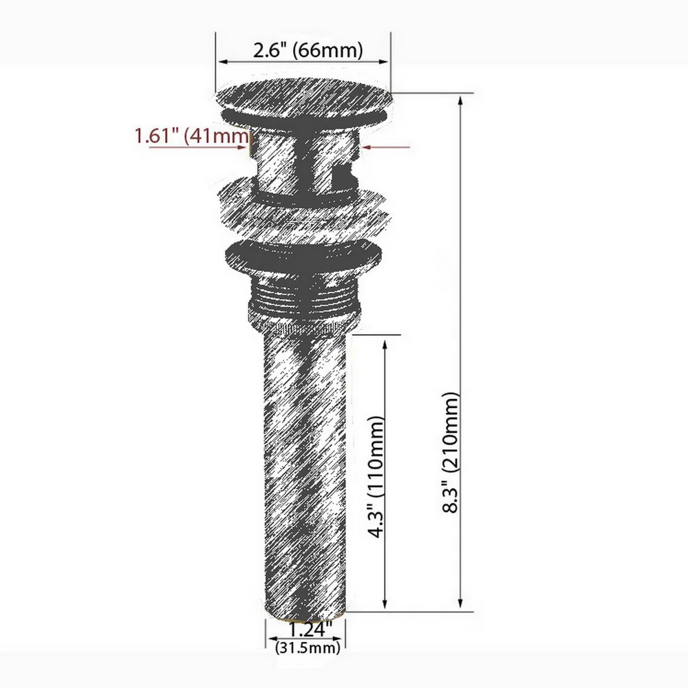Black Oil Rubbed Bronze Large Round Cap Pop UP Bathroom Sink Drain With Overflow asd021