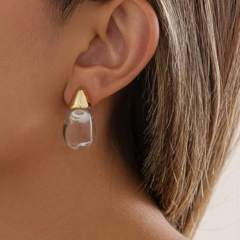 New Style Water Drop Stud Earrings Unique And Transparent Simple And Elegant High End Suitable For Ladies Daily Wear