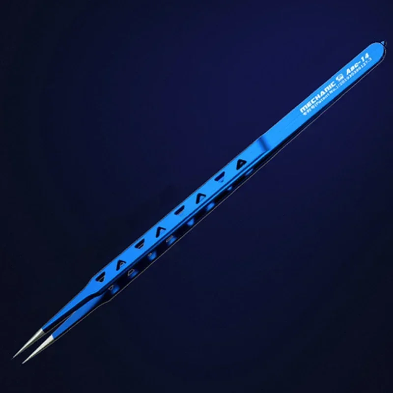 MECHANIC AAC-14 8-hole High-precision Long Tweezers Suitable for Mobile Phone PCB IC Chip Repair Non-magnetic Heat-dissipating