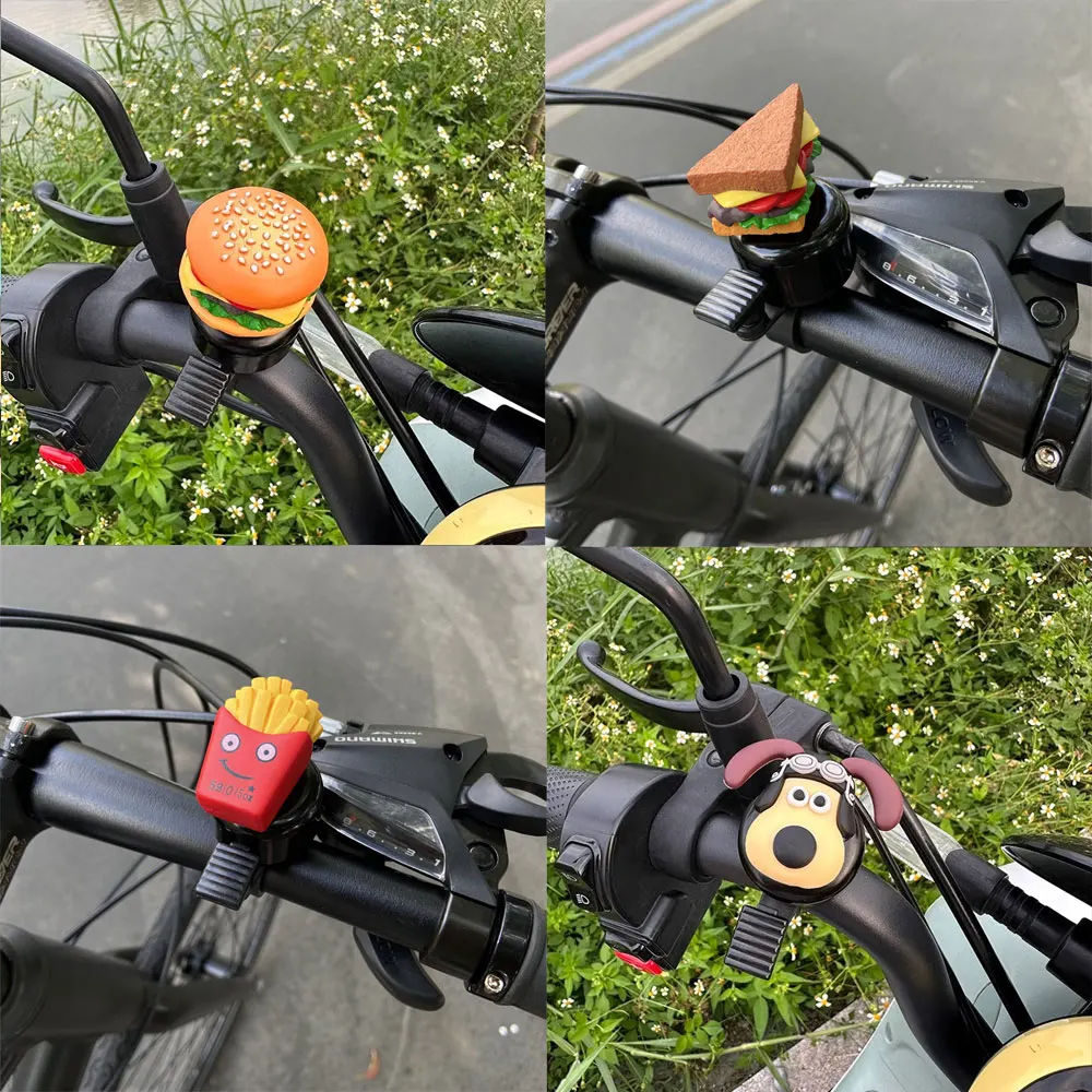 Cartoon Hamburger Bike Bell Creative Bicycle Decoration French Fries Sandwich Model Bell FA13