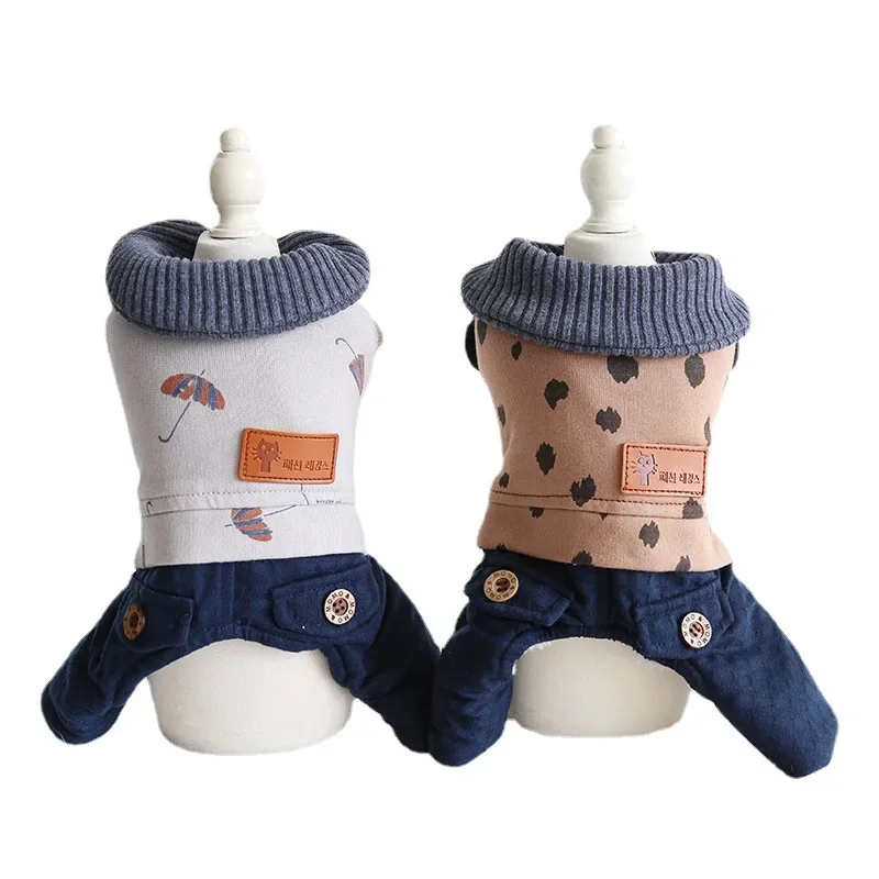 Japanese style stand-up collar casual four-legged pet clothes autumn and winter cat clothing dog dress