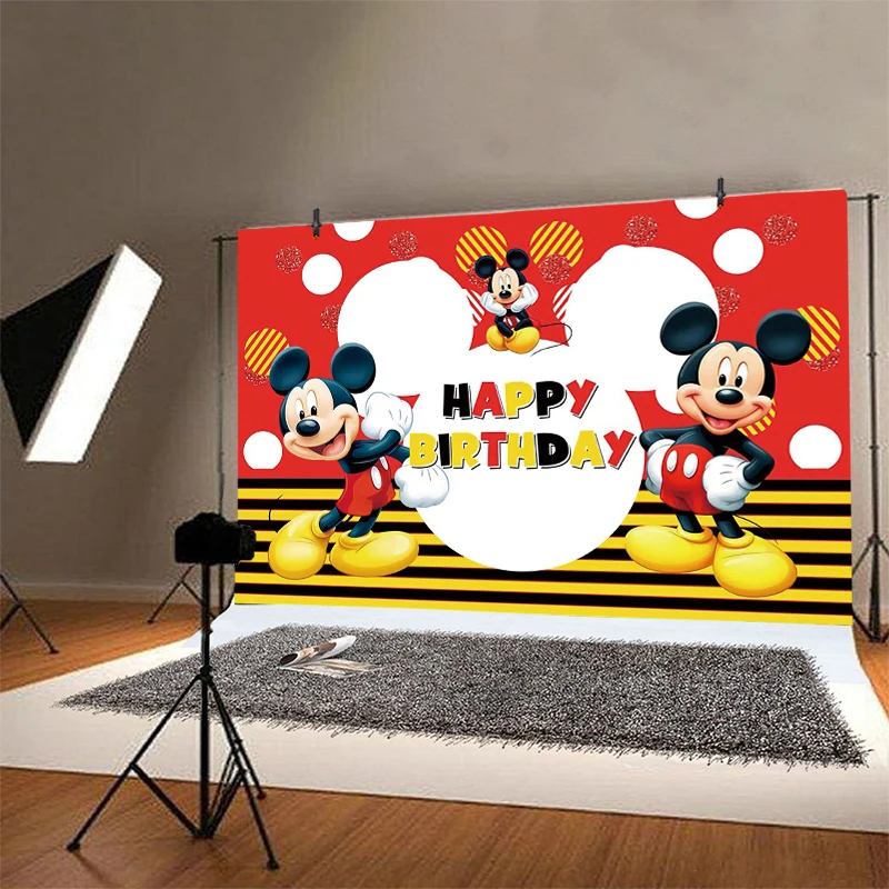 Mickey Mouse Backdrop Custom Boys Mickey Mouse Birthday Party Decoration Banner Blue Smash Cake Photo Background for Phorography