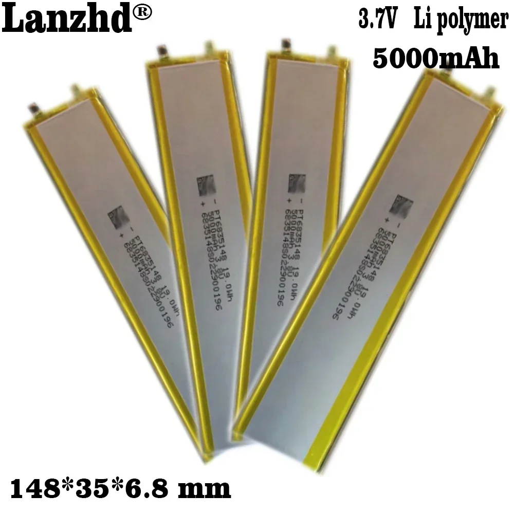 1-12pcs  6835148 3.7V 5000mAh Rechargeable Lithium Polymer Battery For Cabinet LED light strip medical detection Li ion Cell