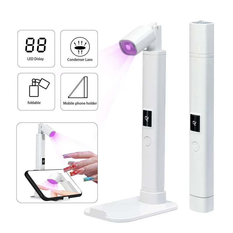 AA20-Mini UV LEDネイルランプ ポータブルUV LEDネイルランプ LEDネイルドライヤー スタンドランプ ネイル乾燥ランプ プロ用紫外線ネイルライト