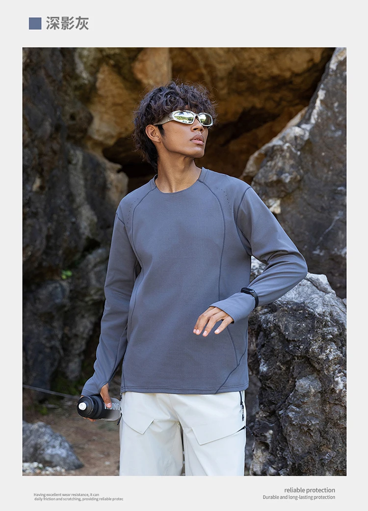 Herren Performance-T-Shirt mit Rundhalsausschnitt und langen Ärmeln – UPF50+ Sonnenschutz, 7A antibakteriell & schnelltrocknend für Sport- und Outdoor-Aktivitäten – Detail 20