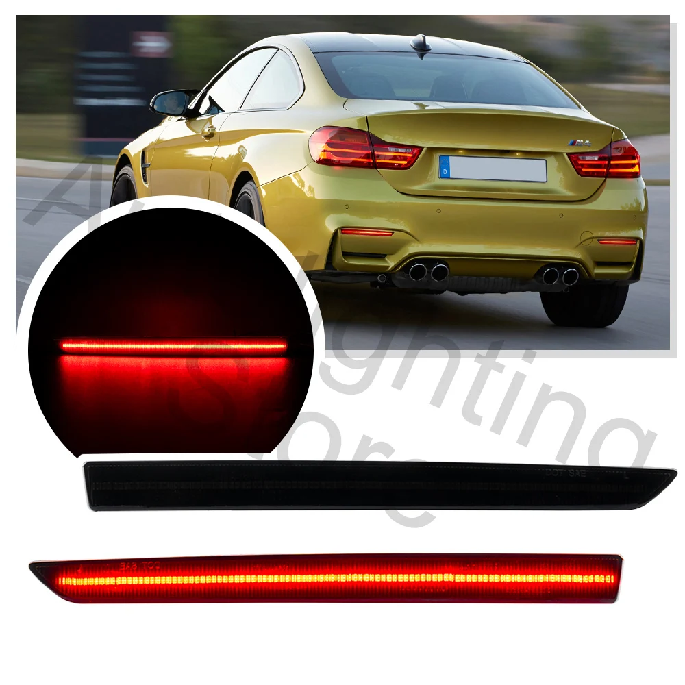 

2PCS LED Rear Bumper Reflector Lamp Brake Tail stop brake Light for BMW M3 F80 M4 F82 F83 2014-2019 red light smoke/red