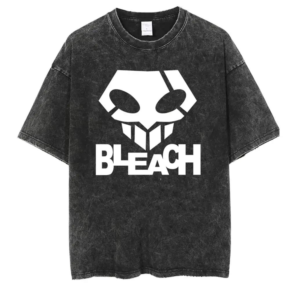Japan Anime Bleach Zaraki Kenpachi Graphic Printed T Shirt Men Women Manga Tshirts Harajuku Male Oversized Washed Cotton T-shirt