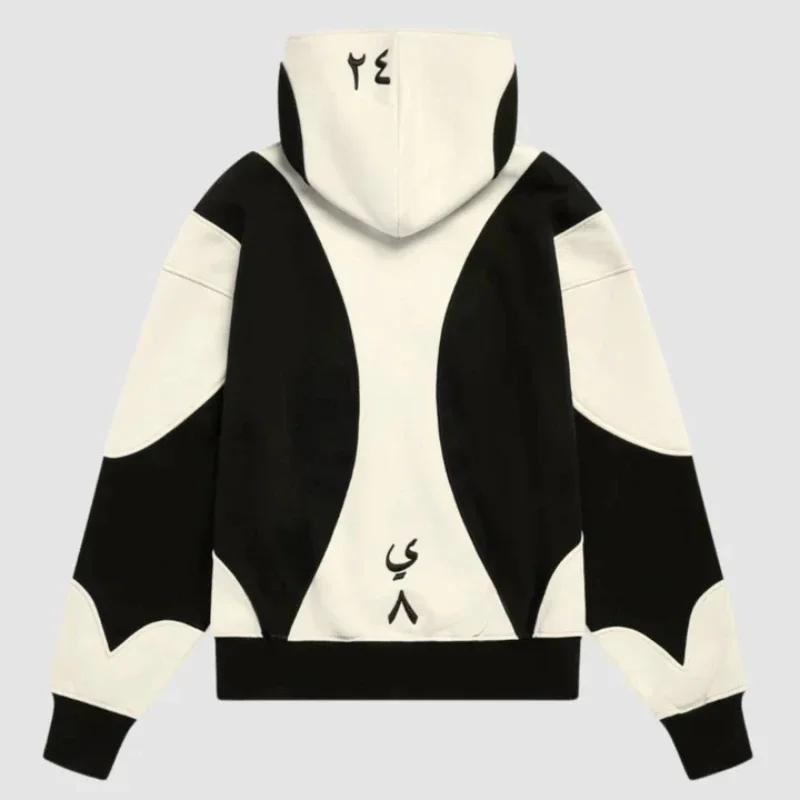 Y2K New Oversized Zippered Hoodie Vintage Patchwork Design Embroidered Sweatshirt Men Hip hop Gothic Harajuku Loose Streetwear