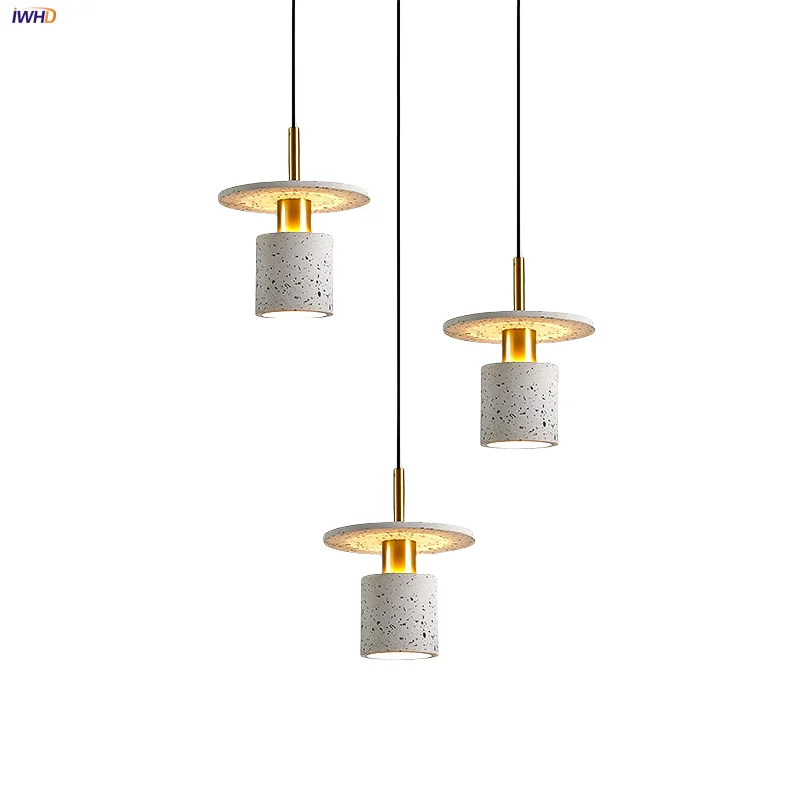 

IWHD Colorful Terrazzo LED Pendant Lamp Living Dining Room Decor Copper Wabi Sabi Nordic Modern Wire Adjustable Hanging Lights