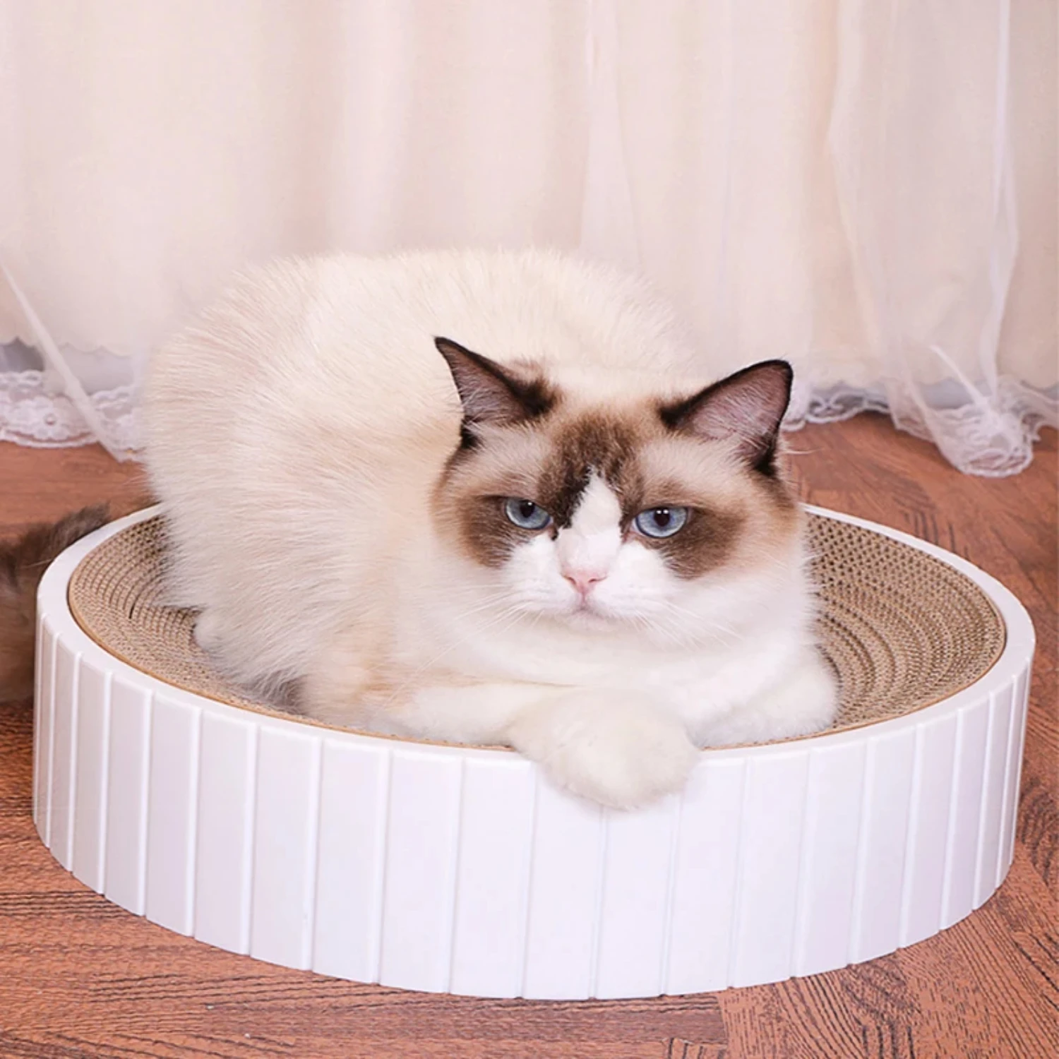 Luxurious Soft Pink, Blue, and White High-Quality Corrugated Cardboard Cat Kitten Scratcher Scratch Board Pad Mat Bed - Top-Rate