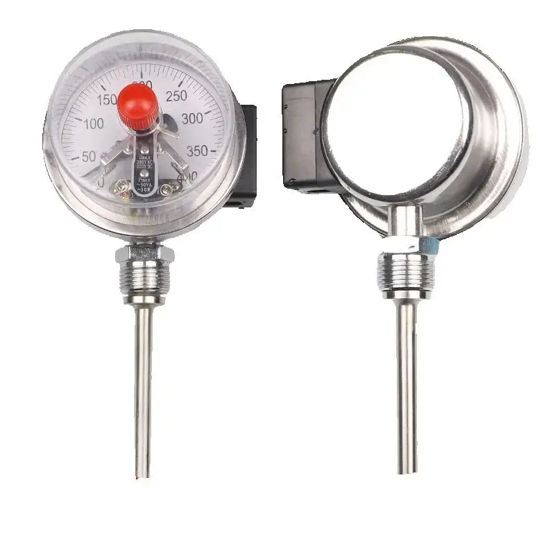 WSSX-411 electric contact bimetallic thermometer, pipeline boiler temperature gauge with controllable upper and lower limits