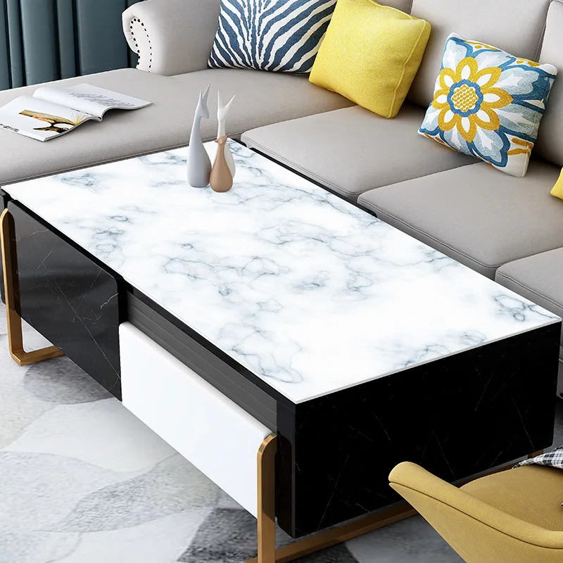 

Pure White Marble leather table mat Waterproof oilproof heat resistant rectangle tablecloth custom dining table protector