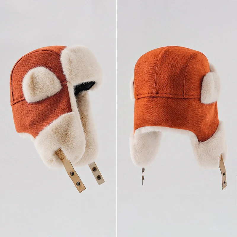 أصيلة Ushanka قبعة للغاية الباردة المواد المختلطة الرجال الصياد قبعة يندبروف النساء قبعة الطيار الثقيلة دافئ قبعة الطيار #6