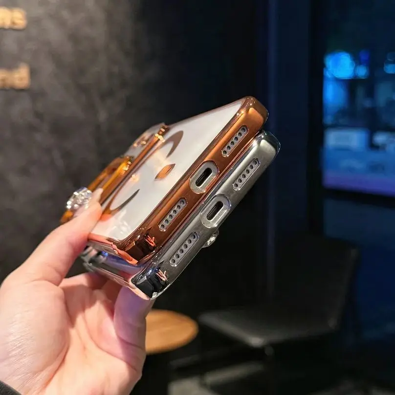 เคสบางเฉียบไร้ขอบ ระบายความร้อน ชุบแม่เหล็ก สำหรับ iPhone 17 Air 16 15 14 Pro Max 13 รองรับ Magsafe พร้อมที่ยึดกล้องโลหะ