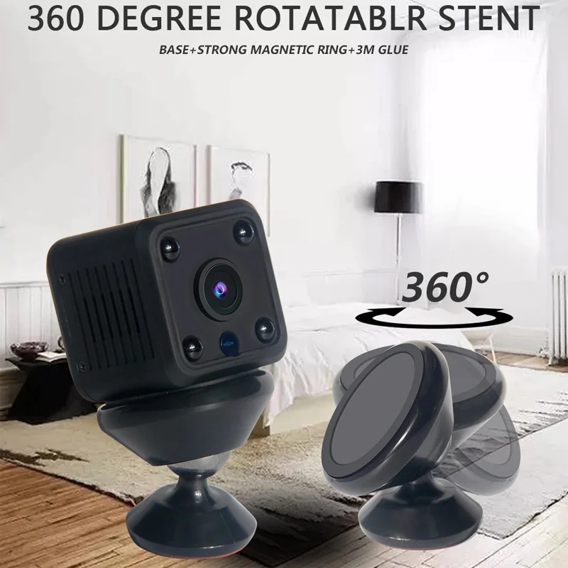 Cámara de monitoreo remoto para interiores y el hogar, videocámara inalámbrica con visión nocturna infrarroja, 1080P, HD, 360 grados, soporte giratorio