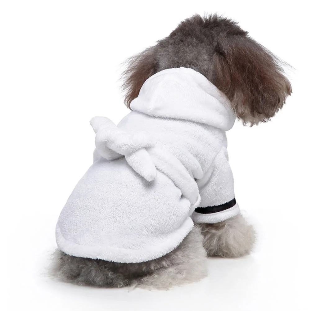 

Pet Bathrobe Dog Clothes White Puppy Robe Nightgown Bath Towel for Dogs Absorbent Lightweight Portable Durable Polyester