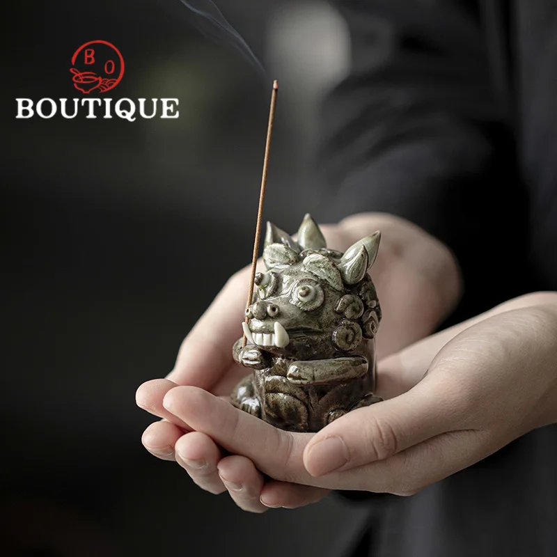 Wood-fired Porcelain Incense Burner Prisoner Ox Tea Pet Handmade Tea Play Tea Figurine Statue Tea Ceremony Tableware Ornaments