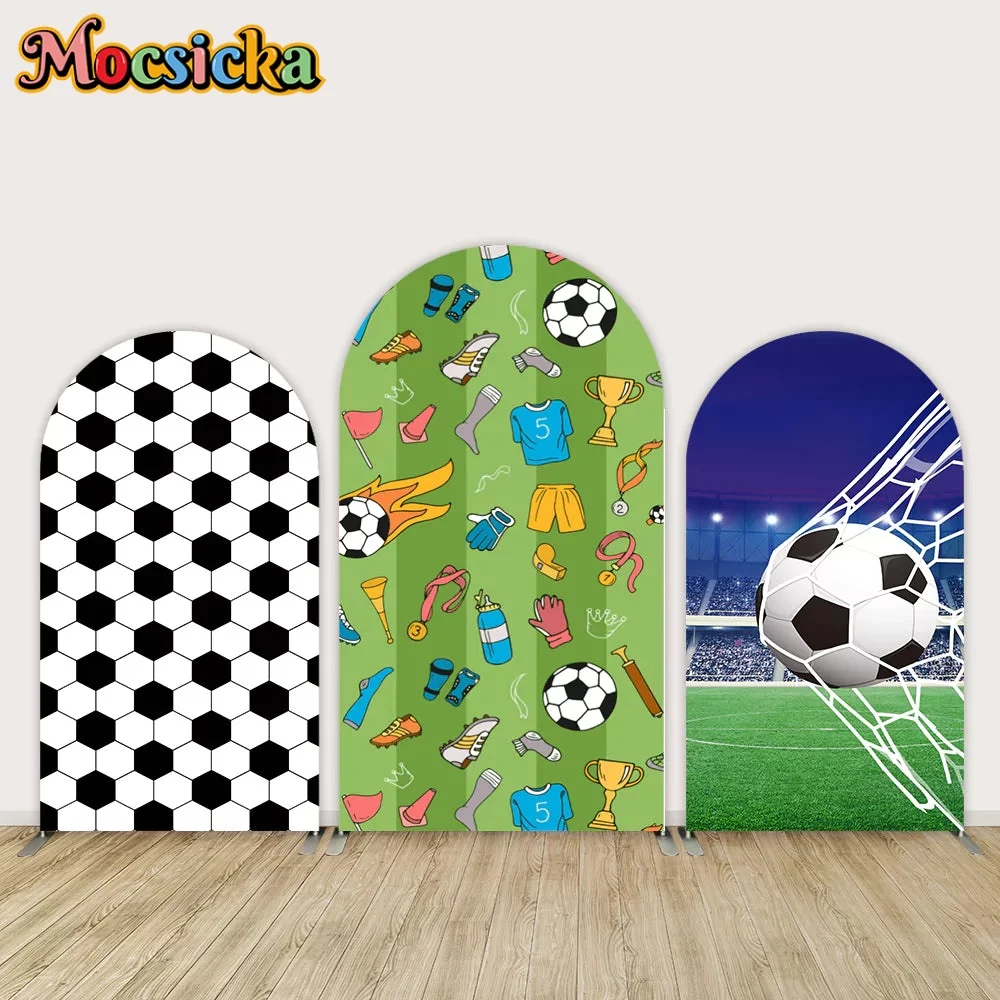 

Boy Birthday Arch Backdrop for Newborn Kid Customize Football Soccer Field Sports theme Baby Shower Background Photobooth