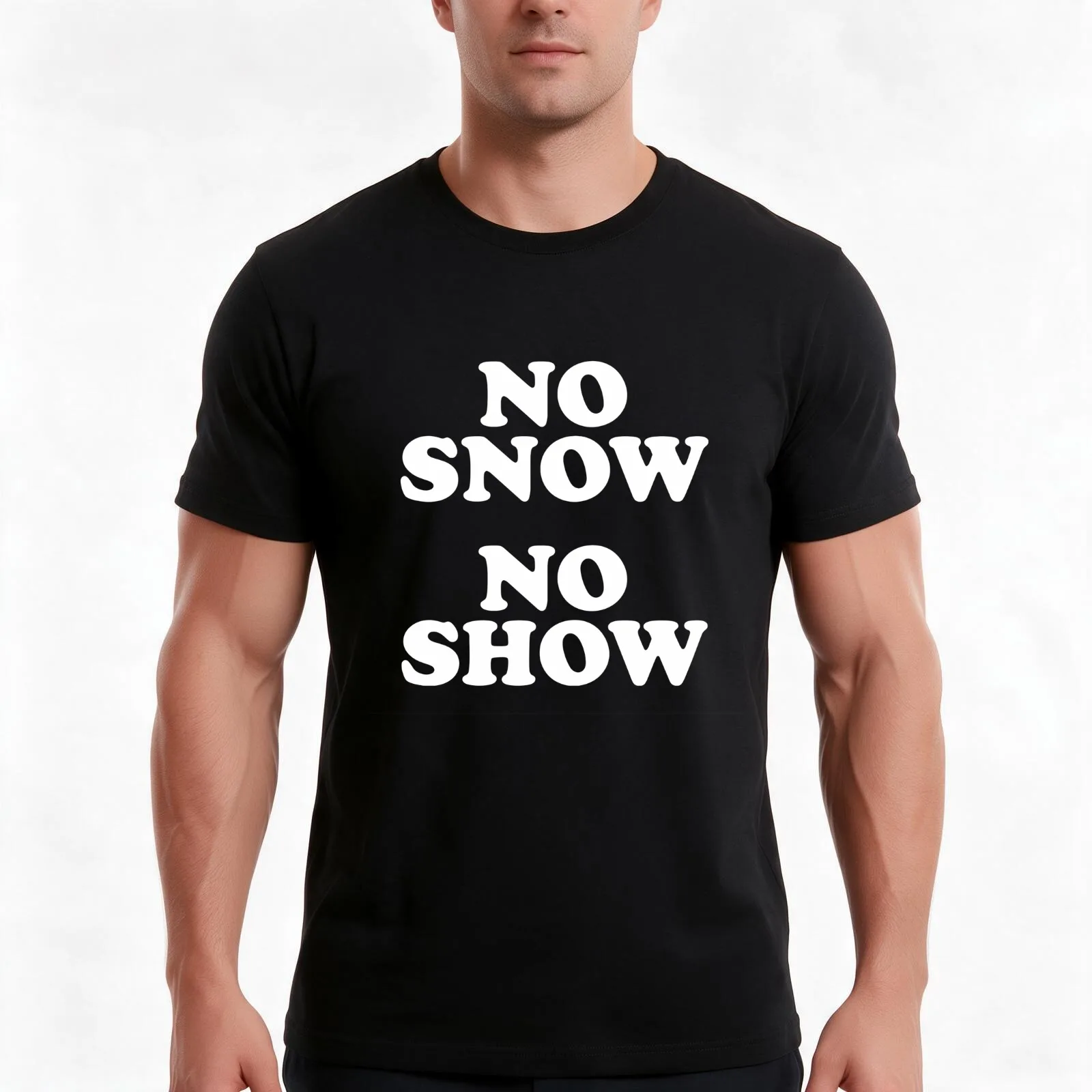 No Snow No Show As Worn T-Shirt, Summer Casual Cotton Tee, Oversized Streetwear Tops, Vintage Graphic Print, Unisex Men Women