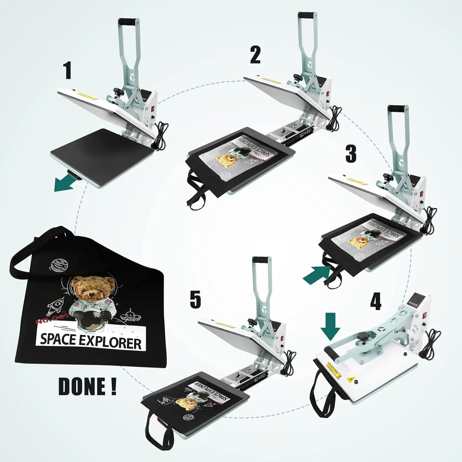 Imagem -02 - Bettersub Digital Heat Press Machine T-shirt Transfer Machine Slide Out Cerceta 15x15