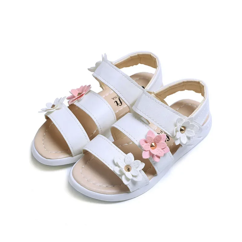 Girls Sandals Gladiator Flowers Sweet Soft Children Beach Shoes Kids Summer Floral Sandals Princess Fashion Cute High Quality