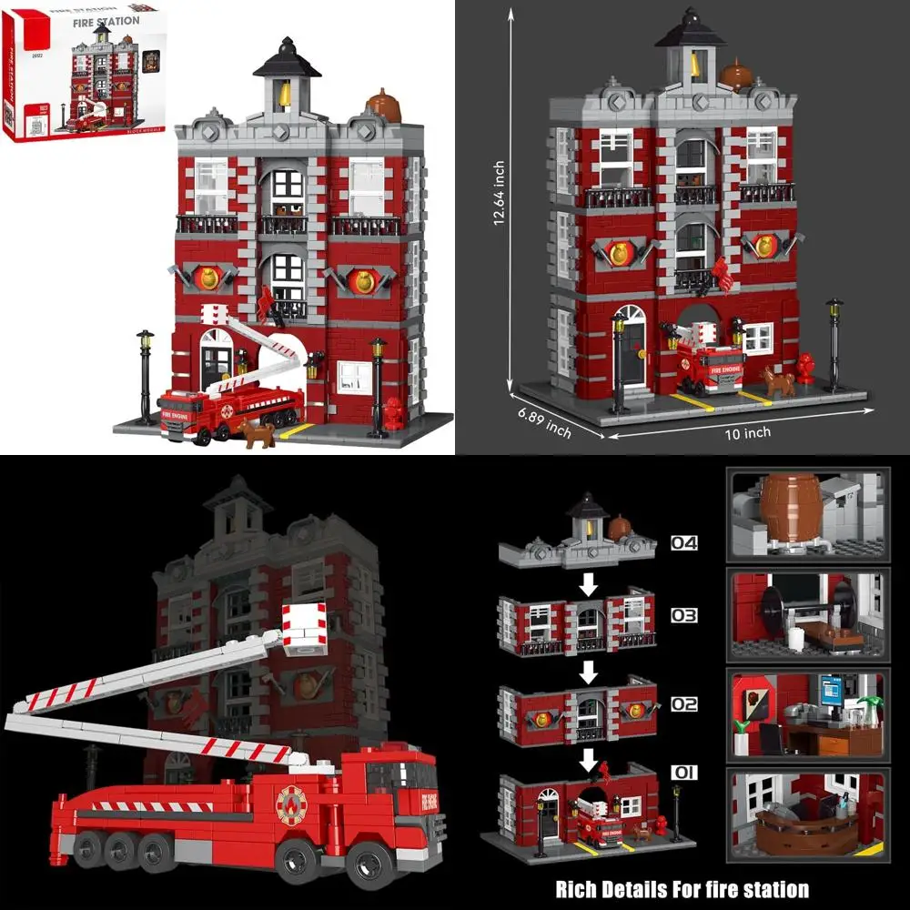 Conjunto de blocos de construção de caminhão de bombeiros para adultos, brinquedo de motor de fogueira, 1823 peças, presente de aniversário ideal e decoração de mesa