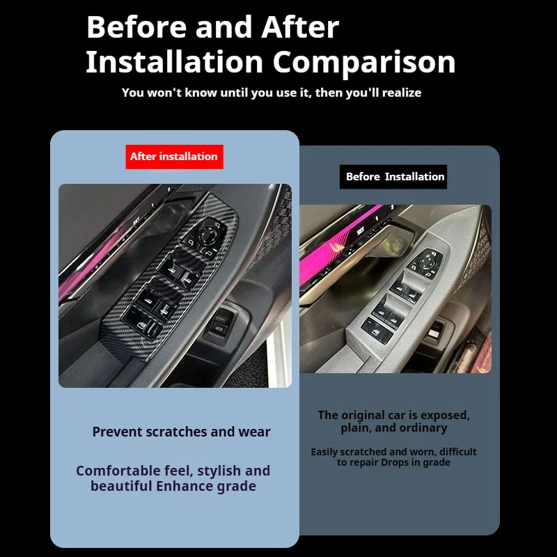 LHD Carbon Faser material Für BMW 5er i5 G60 2024 Fenster Glas Hebe Tasten Rahmen Dekoration Abdeckung Trim Auto zubehör