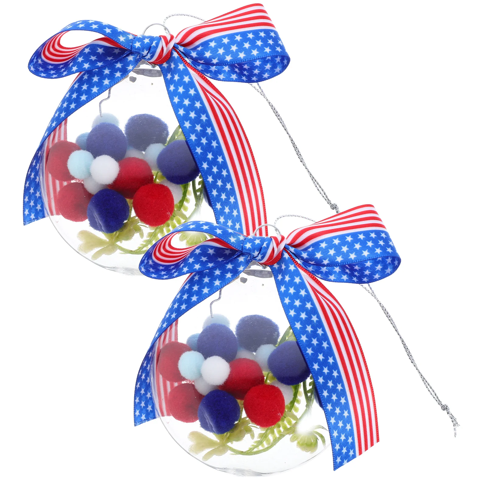 

2pcs PET Plastic Balls Decorations Independence Day Ornaments Memorial Patriotic Hanging Garden Outdoor Ball