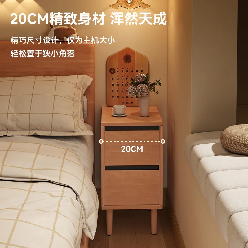 Solid wood bedside table extremely narrow household bedroom 2026 explosion small ultra-narrow side cabinet medieval crevice