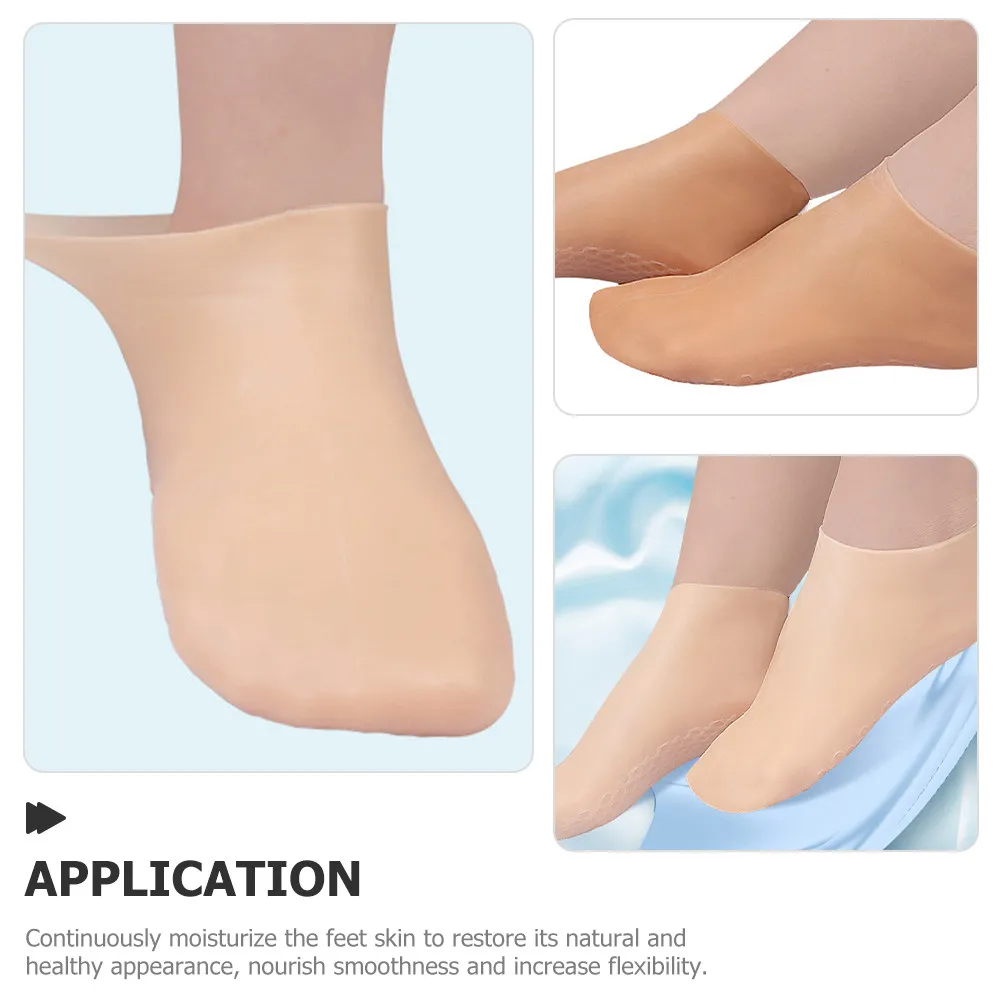 3Pairs Moisturizing Socks Foot Care Gel Exfoliating Lotion Overnight Spa Cracked Heel Repair Soft Breathable for Women