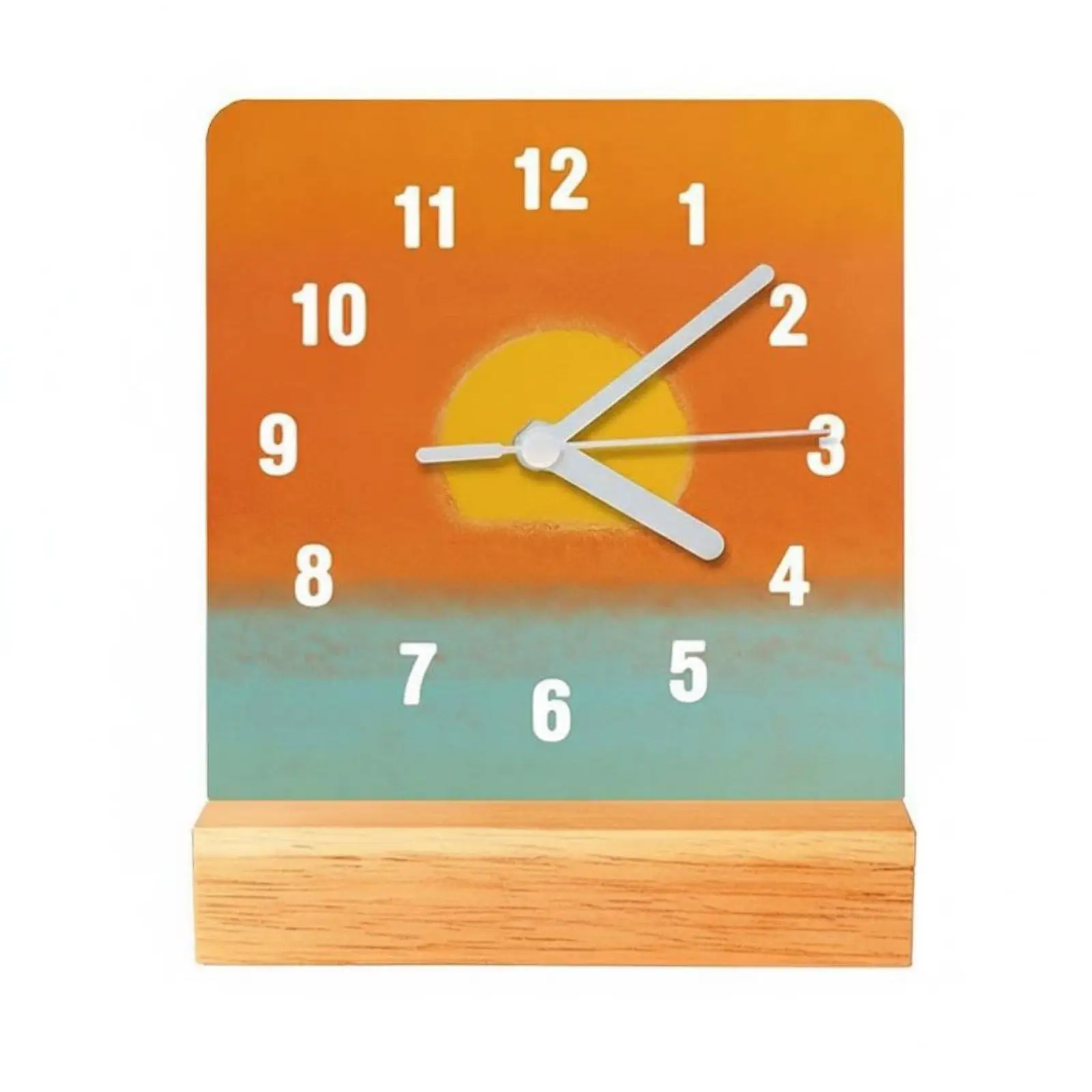 Sunset Clock Wooden Base Silent Table Clock Minimalist Home Decor