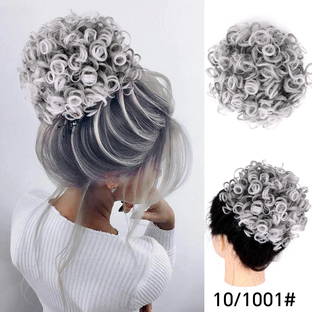 Women's Drawstring Curly Hair Bun Extension, Short Ponytail