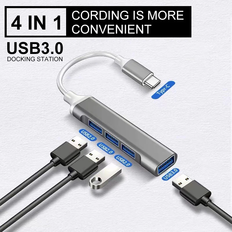 

Компьютерное расширение Type-C USB-концентратор, док-станция, многофункциональная для Macbook, разветвитель, адаптер питания, удлинитель, офисные аксессуары