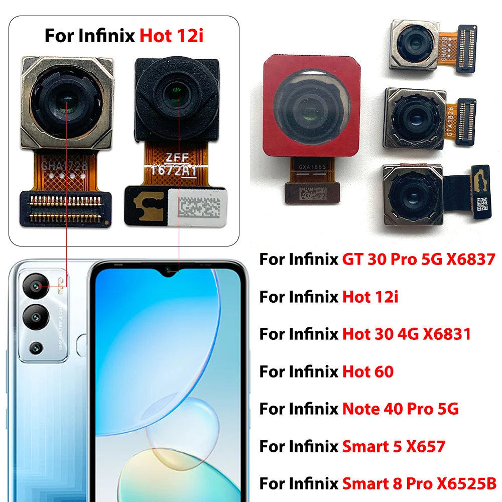 Rear Camera For Infinix GT 30 Pro Hot 12i Note 40 Pro 5G Smart 8 Pro Hot 60 Pro + Back Camera Rear Main Lens Flex Cable Camera