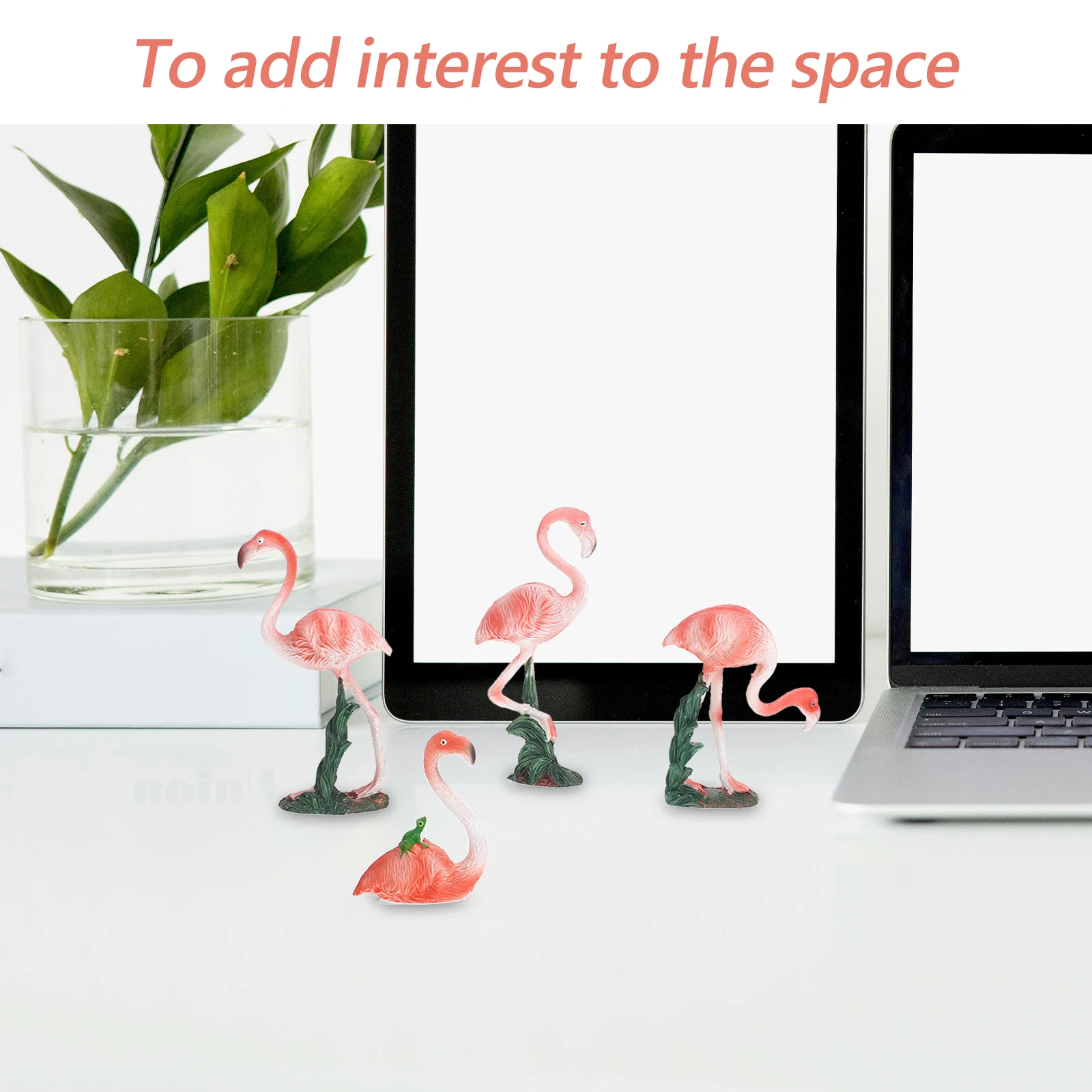 

4 Pcs Flamingo Ornament Party Outdoor Cartoon Mini Figurine Statues Resin Figurines Small Backyard Decor
