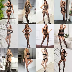 Women Sexy Sleepwear Fishing Net Transparent Tight Lingerie Clothes Sexiest See Through Hollow Female Mesh Full Body Stockings