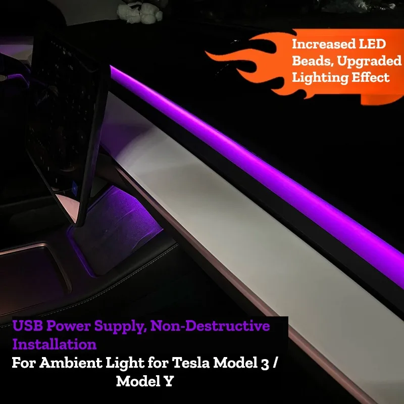 Diffused Dashboard Air Vent Ambient Atmosphere Light, Interior Mod Decor Accessories Compatible with Tesla Model 3 and Model Y