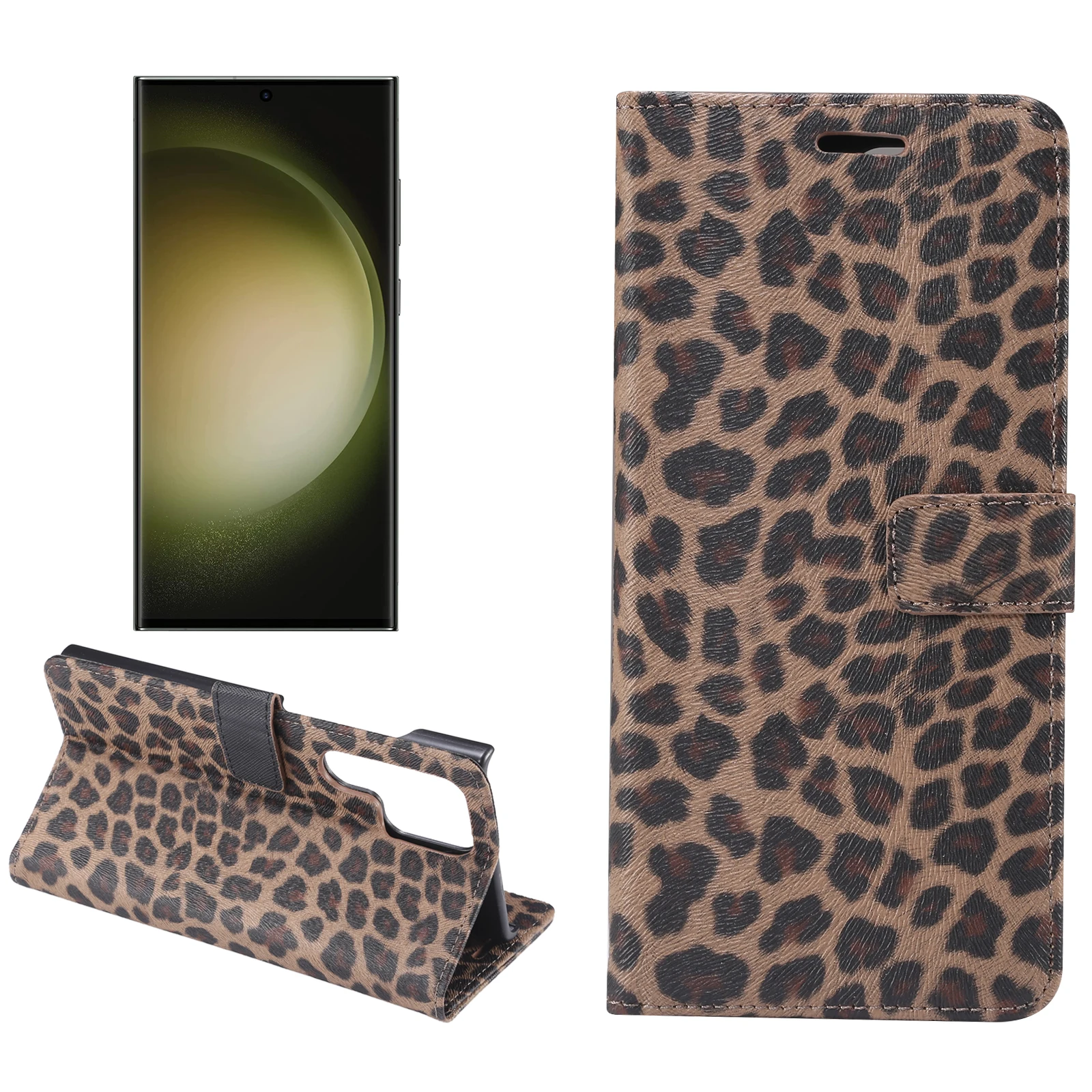 

Luxury Leopard Pattern Leather Case for Galaxy S23 Ultra S22 S21 S20 S10 S9 Plus Note 10 A14 A54 Shockproof Magnetic Flip Cover