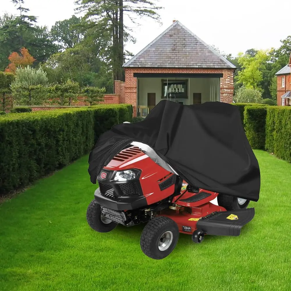 Lawn Mower Heavy-Duty Black Oxford Fabric Cover, Outdoor Yard Tractor Storage Specific, Essential Lawn Equipment Accessories